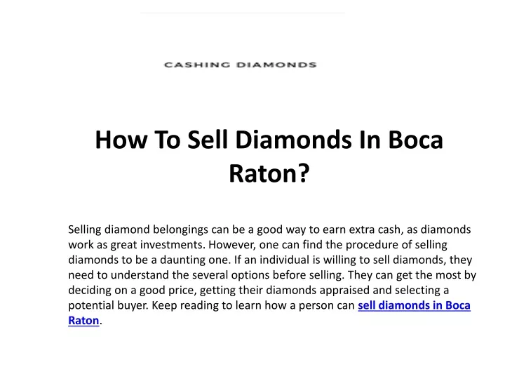 how to sell diamonds in boca raton
