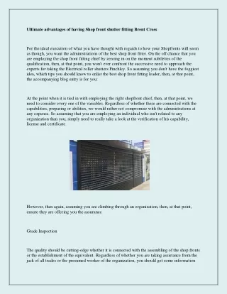 ultimate advantages of having shop front shutter