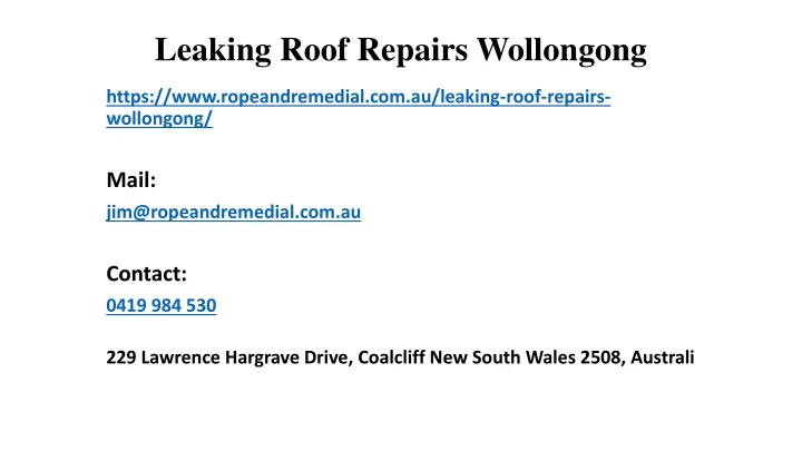 leaking roof repairs wollongong