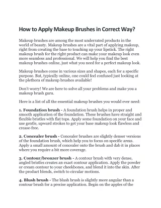 How to Apply Makeup Brushes in Correct Way