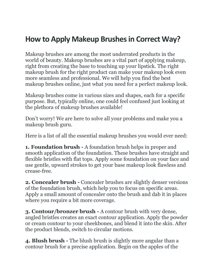 how to apply makeup brushes in correct way