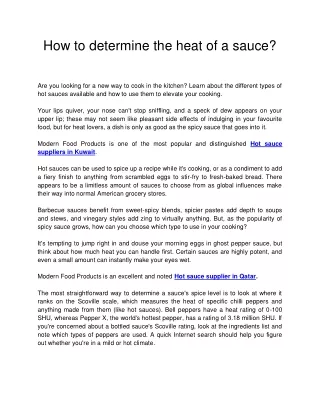 how to determine the heat of a sauce