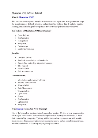 manhattan wmi software tutorial