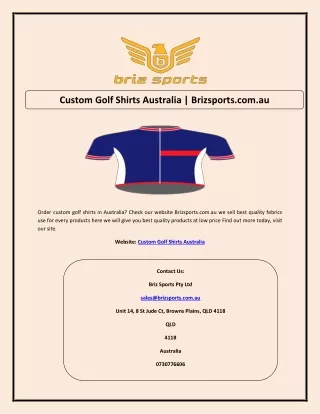 Custom Golf Shirts Australia | Brizsports.com.au