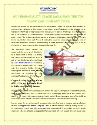 Buy High-Quality Crane Rails from the Top Crane Rail Company China
