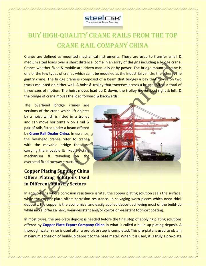 buy high quality crane rails from the top crane