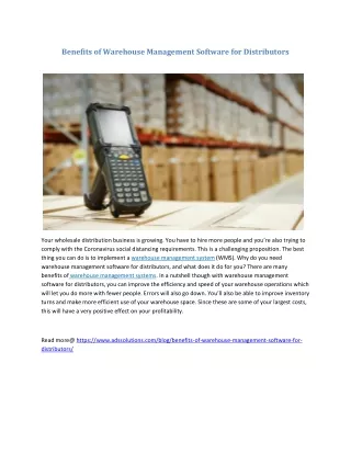 benefits of warehouse management software