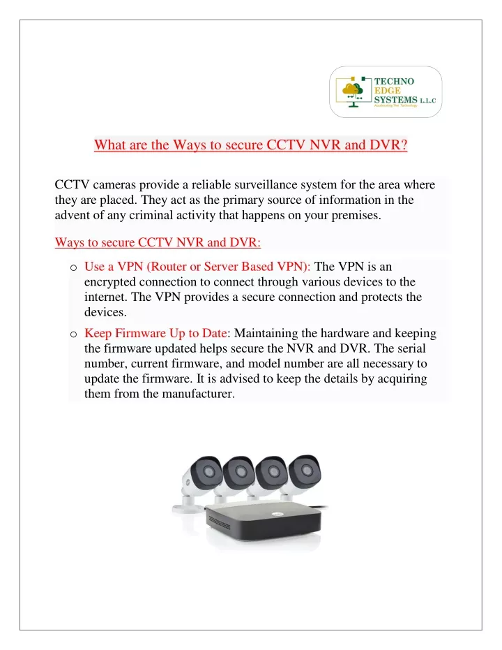 what are the ways to secure cctv nvr and dvr cctv