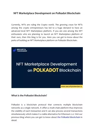 nft marketplace development on polkadot blockchain
