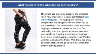 What Factors to Follow when Buying Yoga Leggings?