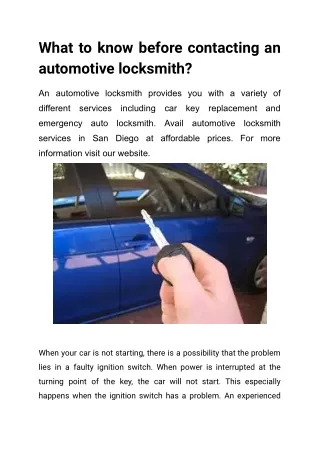 What to know before contacting an automotive locksmith