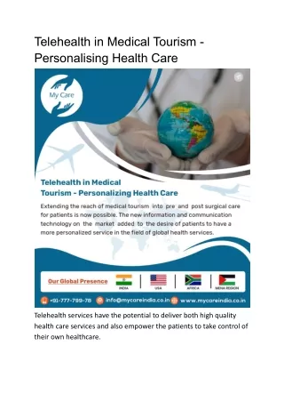 Telehealth in Medical Tourism - Personalising Health Care