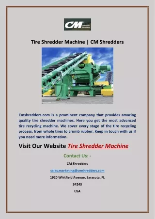 tire shredder machine cm shredders