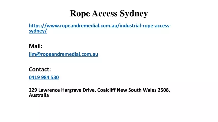rope access sydney