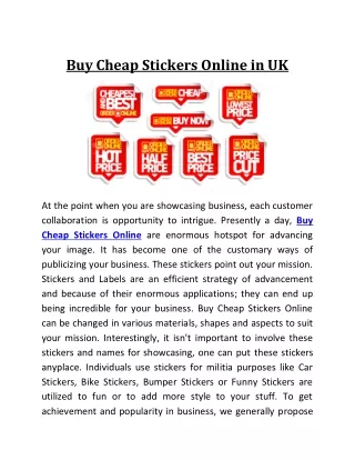 Buy Cheap Stickers Online in UK