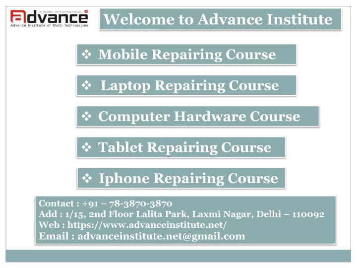 welcome to advance institute