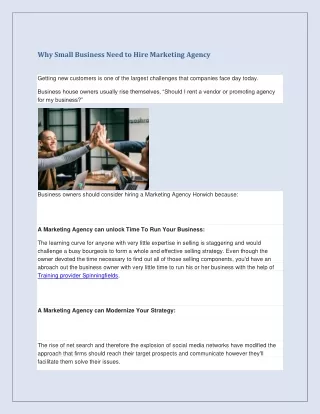why small business need to hire marketing agency
