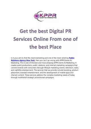 Get the best Digital PR Services Online From one of the best Place