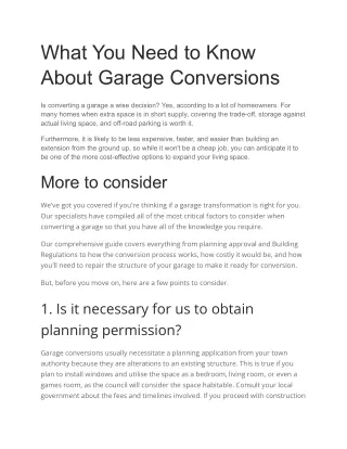 What You Need to Know About Garage Conversions