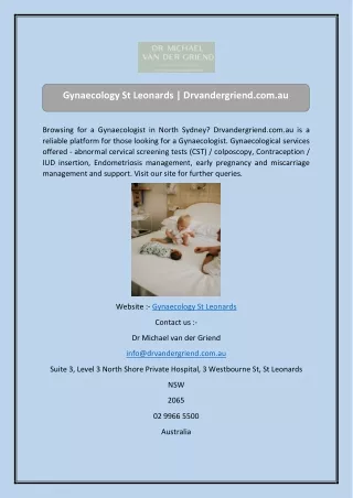 gynaecology st leonards drvandergriend com au