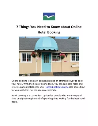 7 Things You Need to Know about Online Hotel Booking