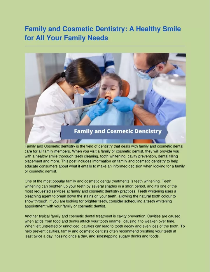 family and cosmetic dentistry a healthy smile