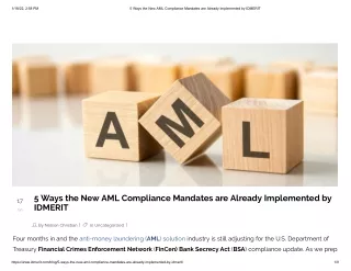 5 Ways the New AML Compliance Mandates are Already Implemented by IDMERIT