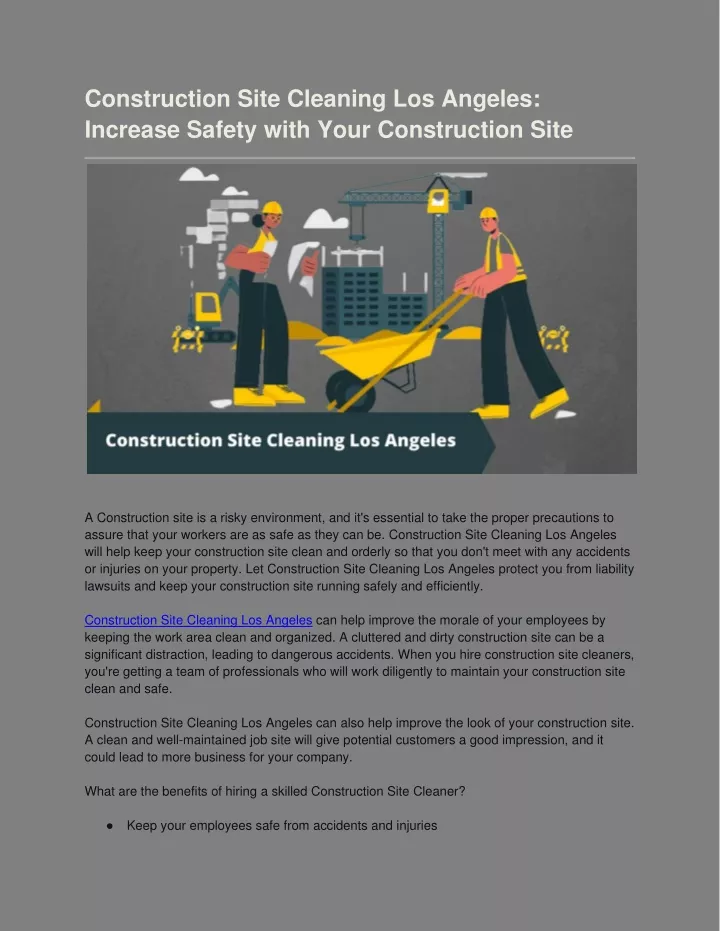 construction site cleaning los angeles increase