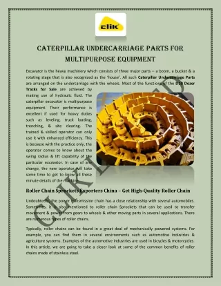 Caterpillar Undercarriage Parts for Multipurpose Equipment