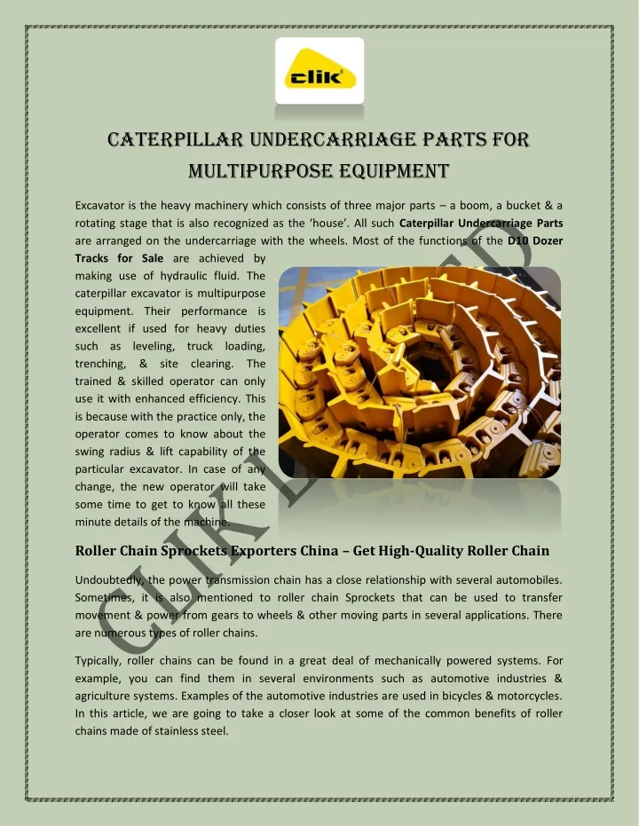 caterpillar undercarriage parts for multipurpose