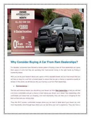 Why Consider Buying A Car From Ram Dealerships