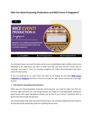 why you need streaming productions and mice event