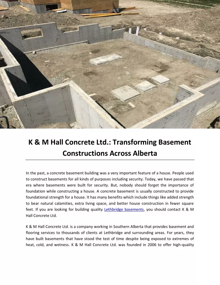 k m hall concrete ltd transforming basement