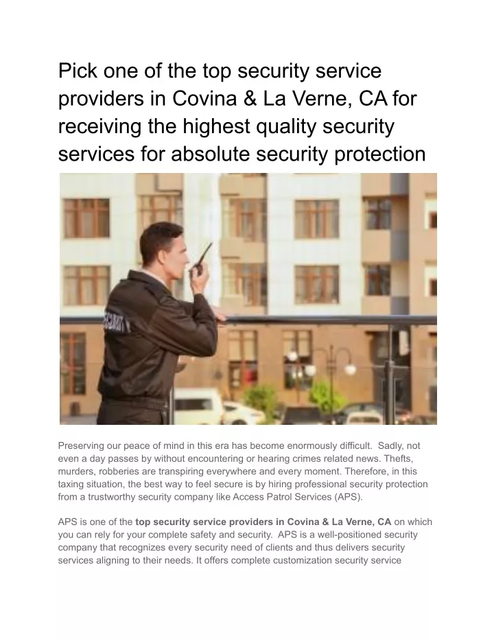pick one of the top security service providers