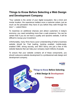 things to know before selecting a web design