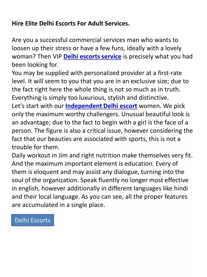 hire elite delhi escorts for adult services