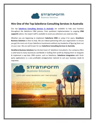 hire one of the top salesforce consulting