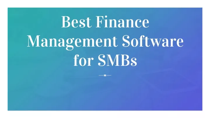 best finance management software for smbs