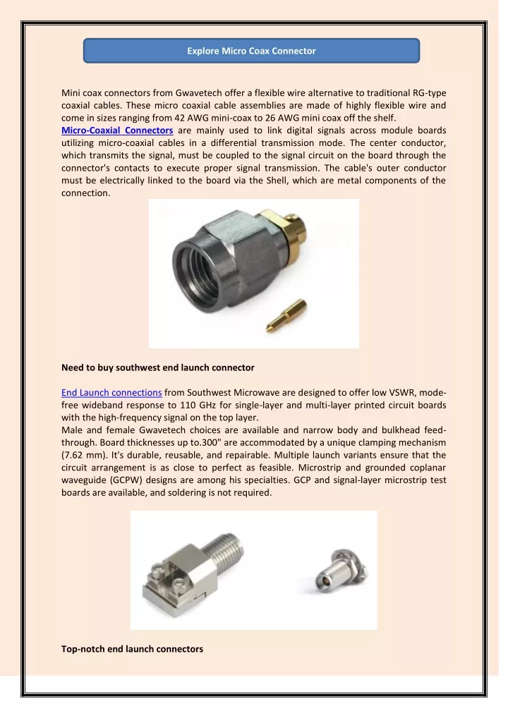 explore micro coax connector