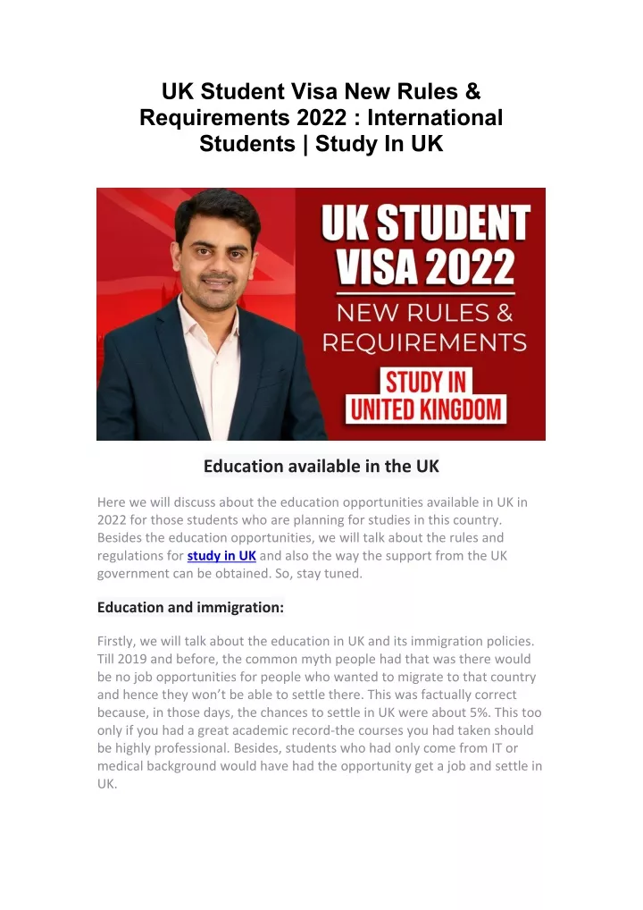 PPT - UK Student Visa New Rules & Requirements 2022 : International ...