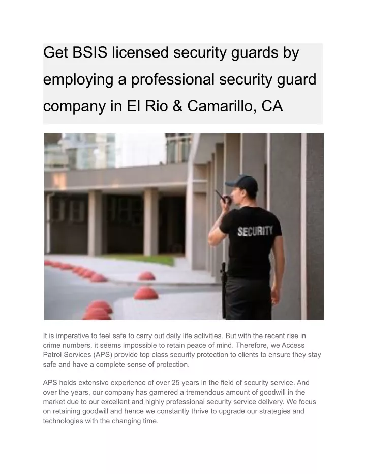 get bsis licensed security guards by