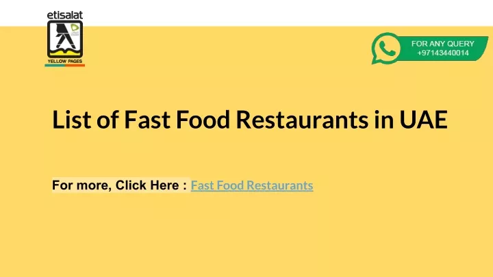 list of fast food restaurants in uae