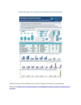 Global Mergers & Acquisitions Dashboard For July 2021