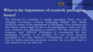 What is the importance of cosmetic packaging boxes?