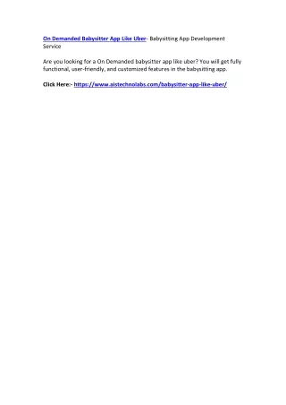 Babysitting App Like Uber- Babysitting App Development Service