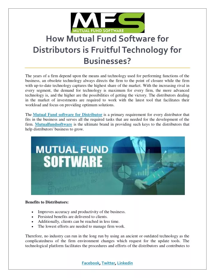 how mutual fund software for distributors