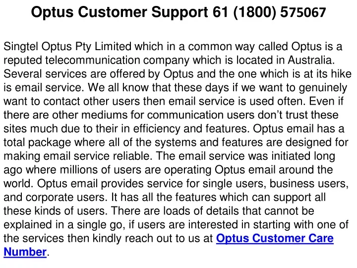 optus customer support 61 1800 5 75067