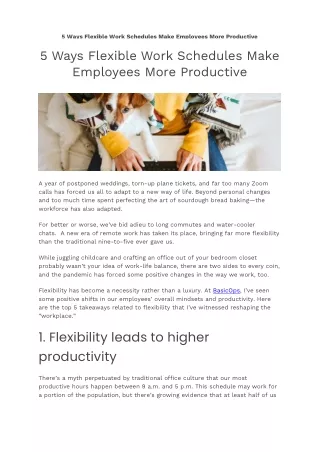 5 Ways Flexible Work Schedules Make Employees More Productive