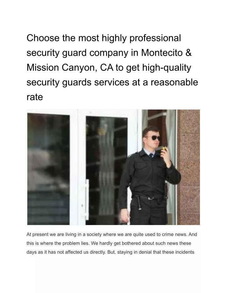 choose the most highly professional security