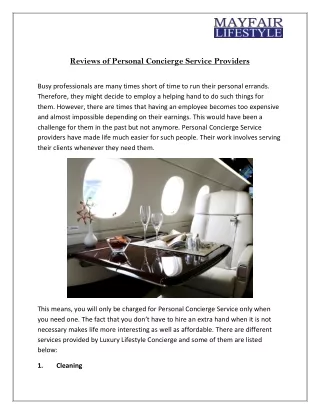 Reviews of Personal Concierge Service Providers